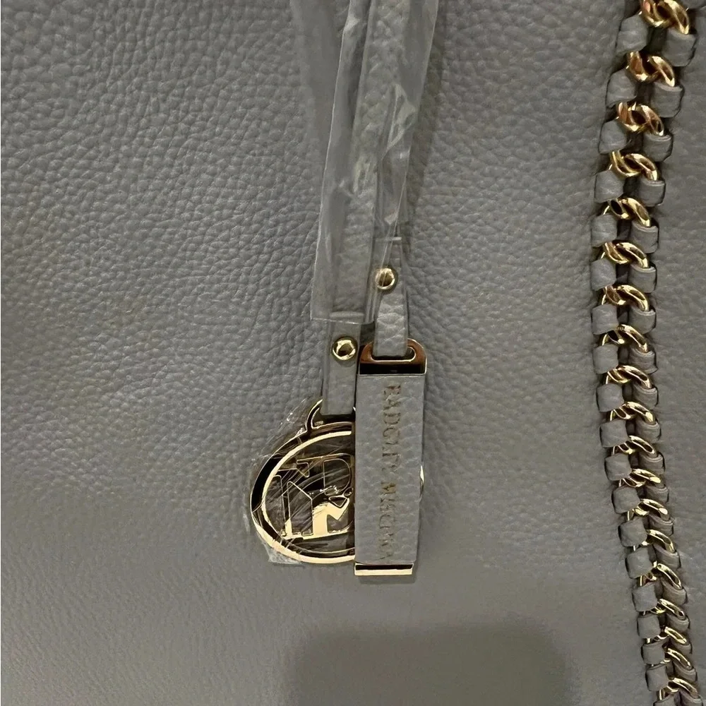 Badgley Mischka Vegan Leather Chain Linked Tote Bag with Brand Charms Silver - Picture 3 of 6